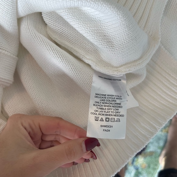 QUINCE White Cotton Women's White Button-Up Sweater - Picture 8 of 8